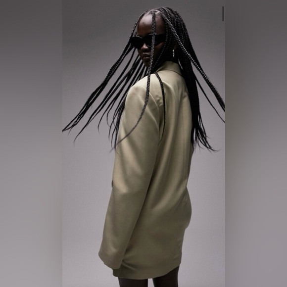 Topshop Tailored Dad Blazer Dress in Sage - Picture 4 of 17